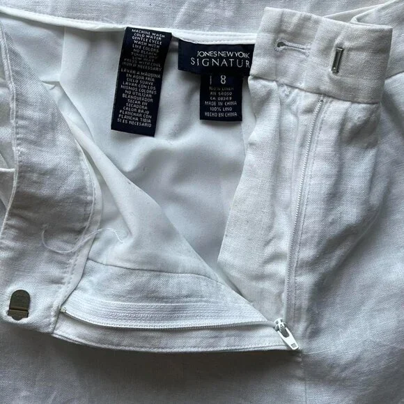 Jones New York White Linen Pants Wmn 8 Summer Wide Leg Outdoors Breathable Flowy - Picture 2 of 7
